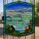 (48)北海道屈斜路湖畔 カフェ花音 白鳥＆風景ステンドグラス2